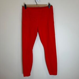 Athleta Contender Tight Leggings Women's M Red High Waist Pocket Zip Activewear
